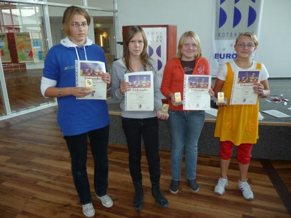 Die u14w-Mannschaft bei der Norddeutschen Vereinsmeisterschaft 2008, v.l.n.r.: Julia Rusch, Luisa Schrtter, Anne Schnemann, Vanessa Rais; Foto: Karsten Baier