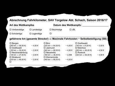 Neues Abrechnungsformular für die Saison 2016/17