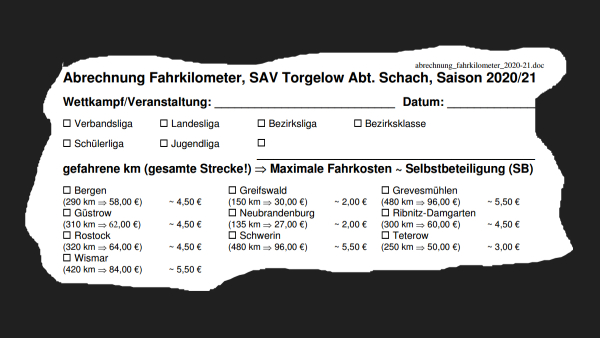 Neues Abrechnungsformular für die Saison 2020/21