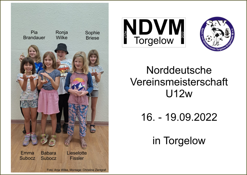 Unsere Mannschaft zur NDVM u12w; Foto: Anja Wilke, Montage: Christine Zentgraf