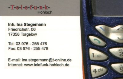 Werbung von Frau Ina Stegemann