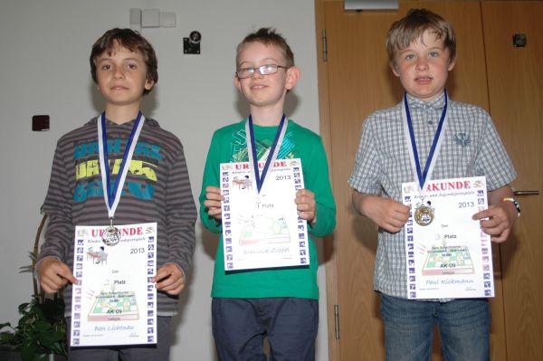 AK u9, v.l.n.r.: 2. Ben Lichtnau (Greifswalder SV), 1. Dominik Zippel (Grundschule Gebrder Grimm Anklam), 3. Paul Rickmann (Haff  Grundschule Ueckermnde)