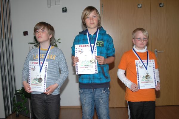 AK u12, v.l.n.r.: 2. Gabriel Jahnke (Realschule Friedrich Schiller Anklam), 1. Nick Ladwig SV Gryps), 3. Jules Beck (SAV Torgelow)