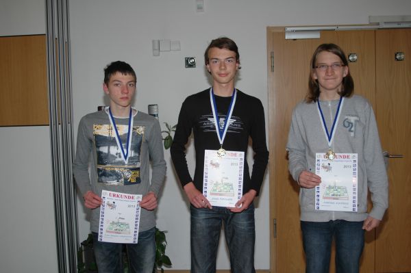 AK u16, v.l.n.r.: 2. Sven Bastian Hagemann (SAV Torgelow), 1. Jonas Faltinath (SAV Torgelow), 3. Matthes Korthase (Freie Walldorfschule Greifswald)