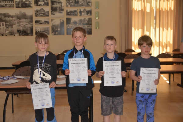 AK u8, v.l.n.r.: 1. Alexander Korth (Greifswalder SV), 2. Ben Junkel (GS Mitte Pasewalk), 3. Lennard Neumann (GS Mitte Pasewalk), 4. Albert Pieper (Haffgrundschule)