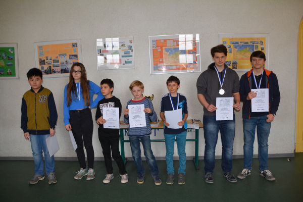 Endstand WK III (Klassenstufe 5  8), v.l.n.r.: 7. Platz: Than Nguyen Long (Nikolaischule Pasewalk), 6. Platz: Freya Mller (Angermnde), 5. Platz: Eryk Tomiczek (Angermnde), 4. Platz: Friedrich Mller (Angermnde), 3. Platz: Leon Tews (Nikolaischule Pasewalk), 2. Platz: Axel Trmer (Greifen-Gymnasium Ueckermnde), 1. Platz: Nico Rosenhahn (Greifen-Gymnasium Ueckermnde)