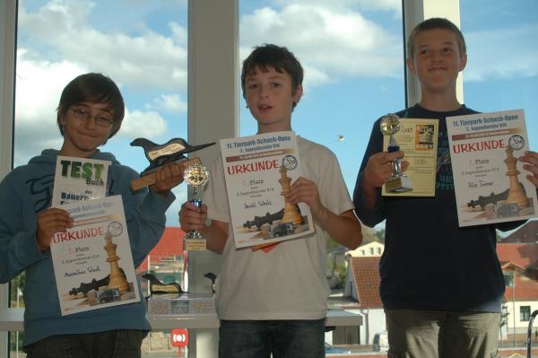 Jugendturnier u14, v.l.n.r.: 1. Platz: Maximilian Wurst (SSC Rostock 07), 2. Platz: Daniel Schulz (SV Turbine Neubrandenburg), 3. Platz: Felix Trmer (SAV Torgelow-Drgeheide)